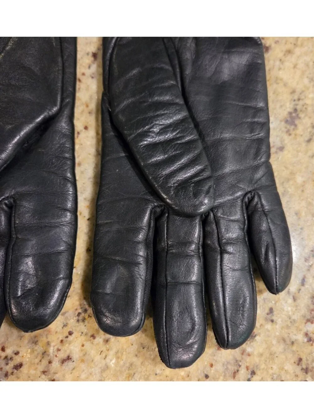 Vintage Womens Size S Black Leather Gloves Lined Moto Biker Winter
